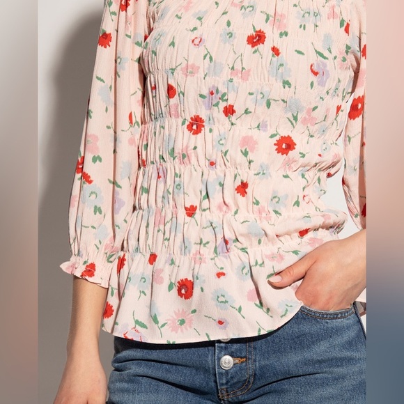 Samsøe Samsoe Sarami Garden Blouse top long sleeve high neck smock floral ruffle - Picture 10 of 10